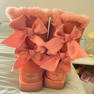 UGG coral pink bow boots